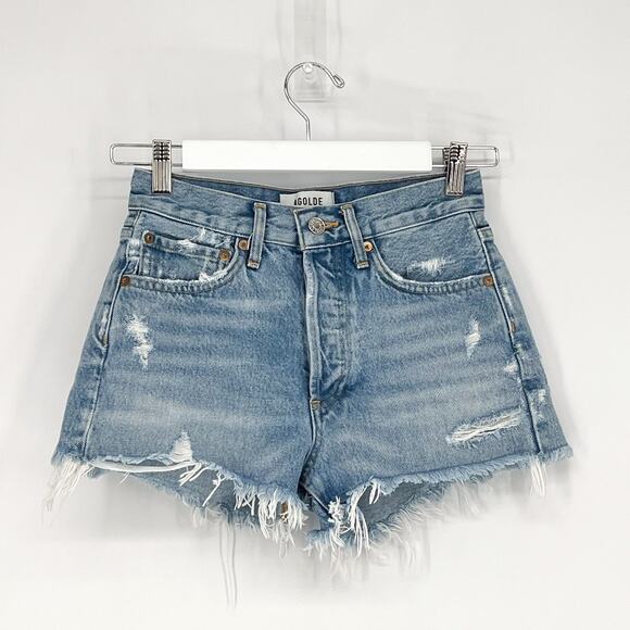 AGOLDE Parker Vintage Cut Off Denim Shorts Swapmeet Women’s Size 22 Distressed - Picture 2 of 5